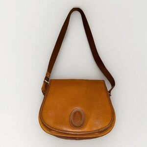 Mark Cross Vintage Leather Flap Crossbody Shoulder Bag Brown Italy 90s RARE
